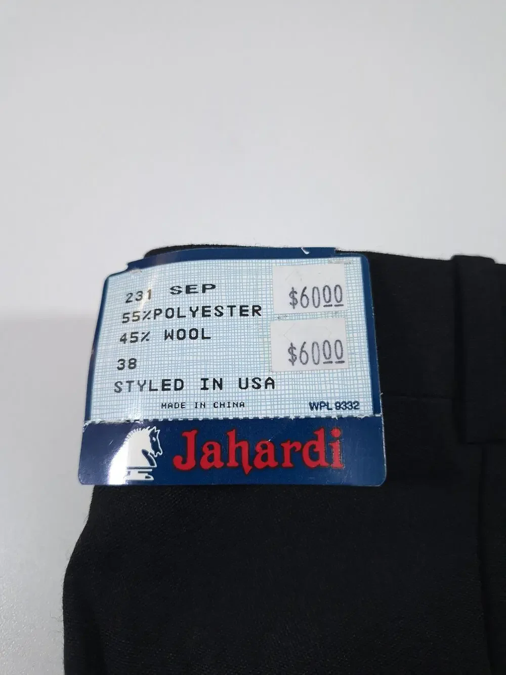 VTG Jahardi Dress Pants Mens 38x36 Black Wool Blend Flat Front Classic NWT